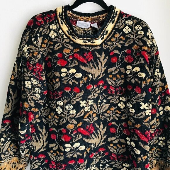Lands End Multicolored Winterberry Edelweiss Cotton Sweater Size L (14-16) - Picture 1 of 6
